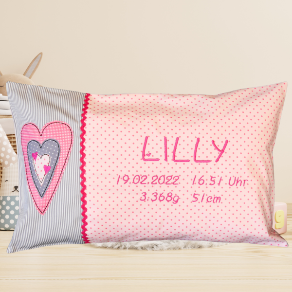 Namenskissen - Hülle 30x50 cm mit Wunschname und Stickmotiv bestickt